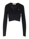 Bea Cropped V-Neck Knit Top Black - VIVIENNE WESTWOOD - BALAAN 2