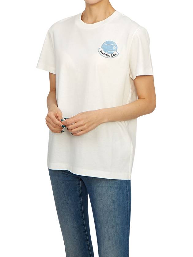 Women's Logo Patch Cotton Short Sleeve T-Shirt Off White - MONCLER - BALAAN 5