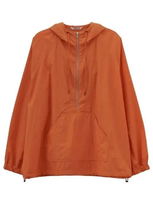 Washed Cotton Weather Zip Up Hood Orange - AURALEE - BALAAN 1