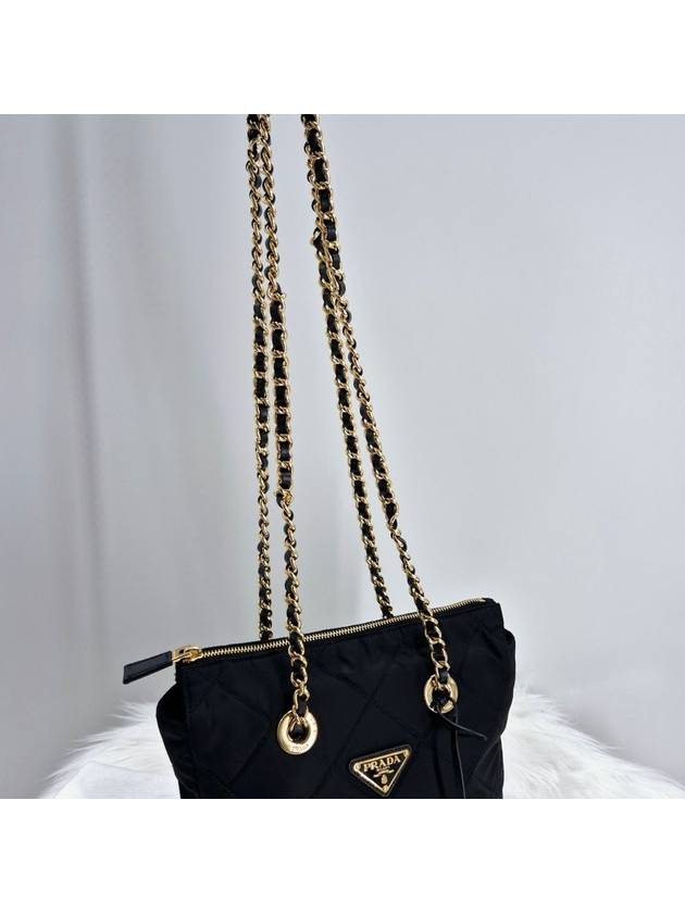 Re nylon triangle logo chain shoulder bag black 1bg468 - PRADA - BALAAN 9