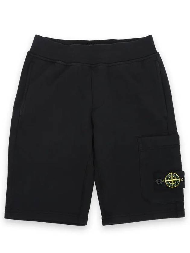 Kids Wappen Patch Fleece Shorts Black - STONE ISLAND - BALAAN 3