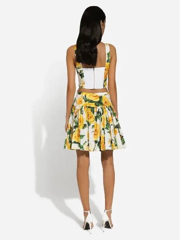 Floral Motif Pleated Skirt Yellow - DOLCE&GABBANA - BALAAN 4