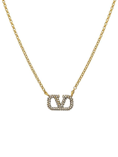 V Logo Signature Metal Necklace Gold - VALENTINO - BALAAN 1