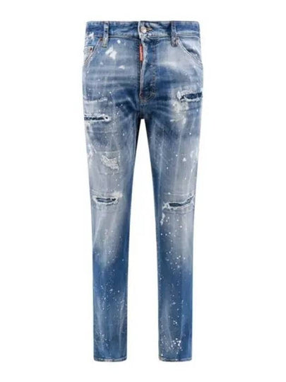 Paint Stretch Cotton Jeans Blue - DSQUARED2 - BALAAN 2