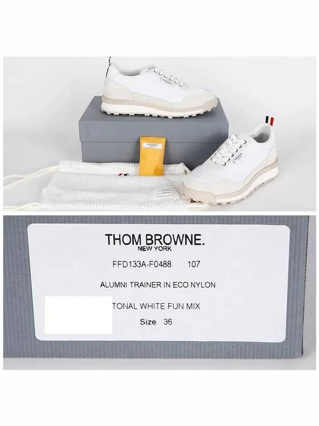 Eco Nylon Alumni Low Top Sneakers White - THOM BROWNE - BALAAN 7