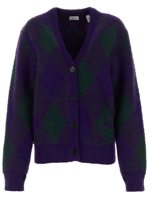 Argyle Wool Cardigan Purple - BURBERRY - BALAAN 2