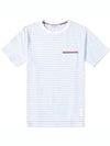 Striped Jersey Pocket Short Sleeve T-Shirt Light Blue White - THOM BROWNE - BALAAN 2