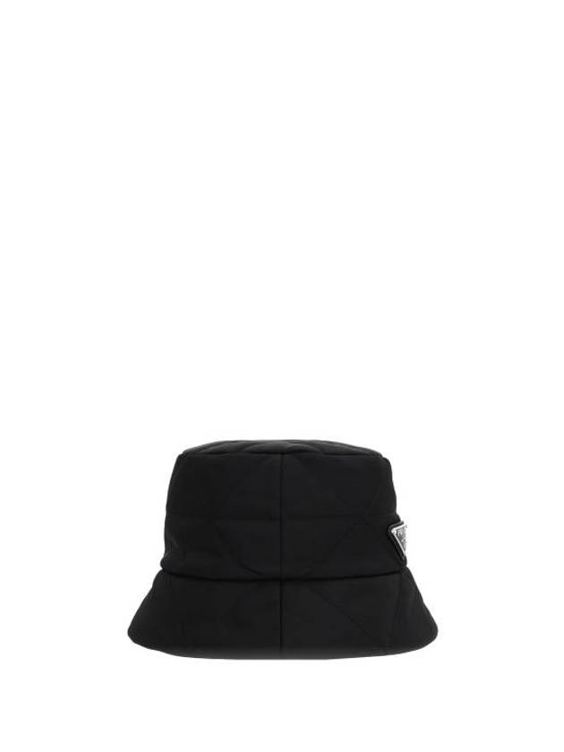 Triangular Logo Quilted Lineylon Bucket Hat Black - PRADA - BALAAN 4