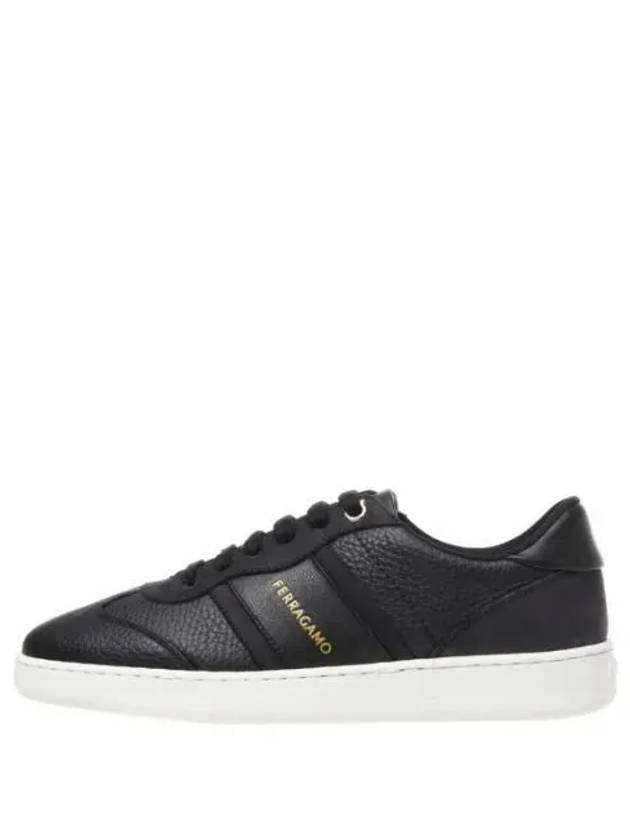 Logo Leather Low Top Sneakers Black - SALVATORE FERRAGAMO - BALAAN 2