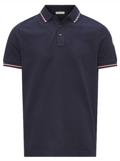 Logo Patch Short Sleeve Polo Shirt Navy - MONCLER - BALAAN 2