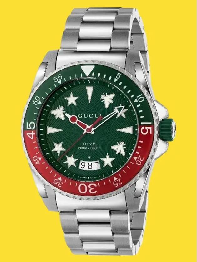 Men's Dive Metal Watch Green YA136222 - GUCCI - BALAAN 9