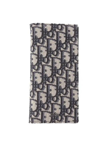 Oblique Jacquard Vertical Long Wallet Beige Black - DIOR - BALAAN 1