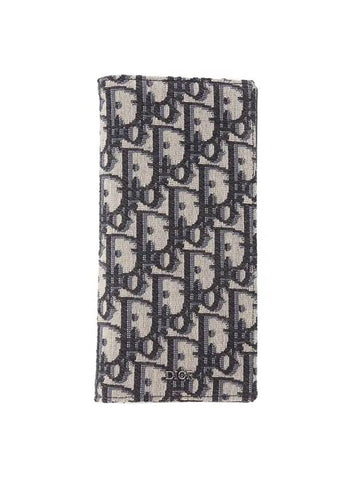 Oblique Jacquard Vertical Long Wallet Beige Black - DIOR - BALAAN 1