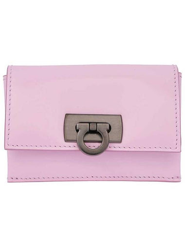 Salvatore Women's Logo Closure Card Wallet Pink - SALVATORE FERRAGAMO - BALAAN 1