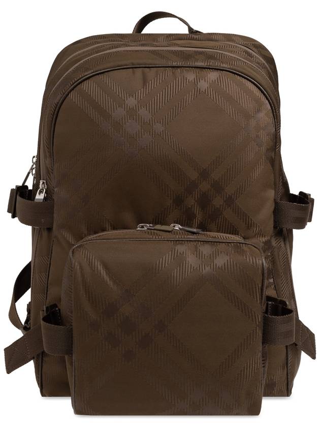 Burberry Backpack With Check Pattern, Men's, Brown - BURBERRY - BALAAN 1