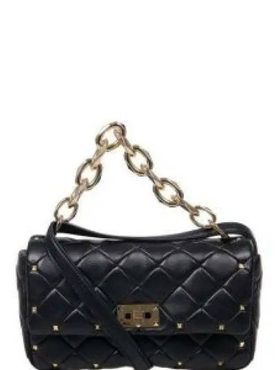 Patchwork Rockstud Spike Shoulder Bag Black - VALENTINO - BALAAN 2