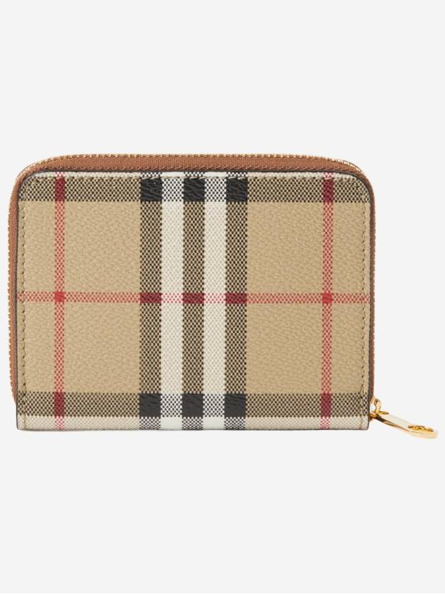 Check Leather Coin Wallet Beige - BURBERRY - BALAAN 4