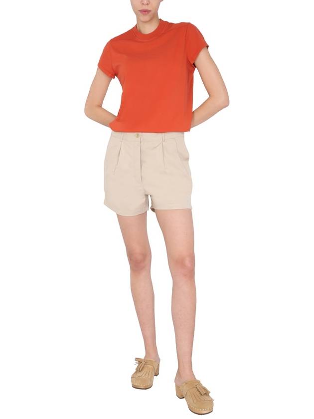 Women's High Waist Shorts Beige - ASPESI - BALAAN 3