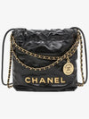 Mini Handbag Shiny Calfskin Gold Black - CHANEL - BALAAN 3