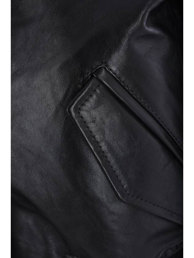 Ribbed Leather Jacket Black - MAISON MARGIELA - BALAAN 4