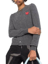 Women's Red Heart Logo Knit Wool Cardigan Gray P1N007 - COMME DES GARCONS - BALAAN 4