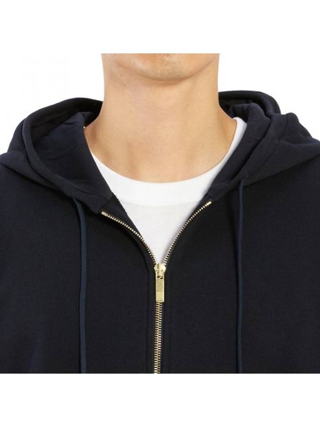 Center Back Stripe Cotton Zip Up Hoodie Navy - THOM BROWNE - BALAAN 5