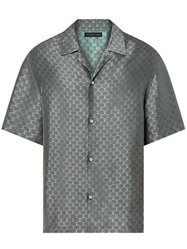 Jacquard silk blend short sleeve shirt gray - LOUIS VUITTON - BALAAN 1