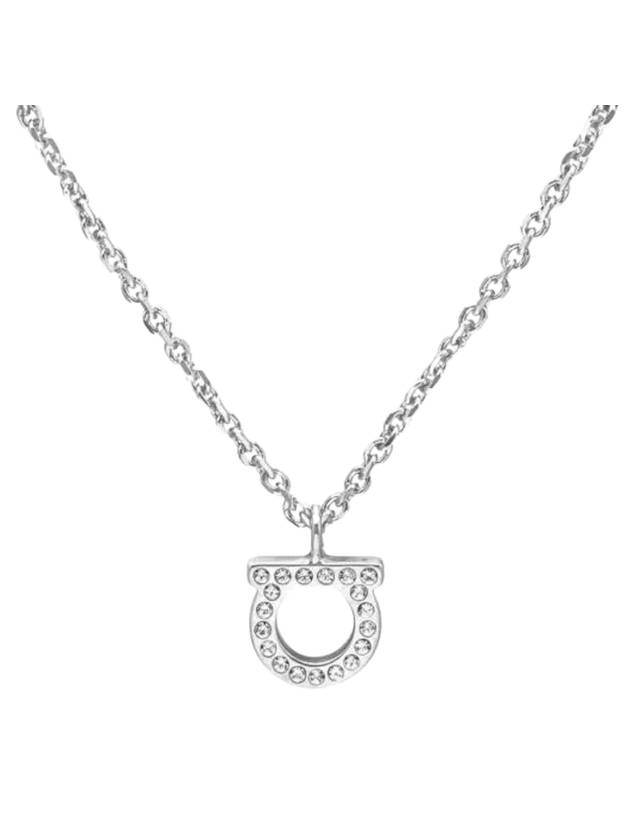 Gancini Crystal Necklace Silver - SALVATORE FERRAGAMO - BALAAN 1