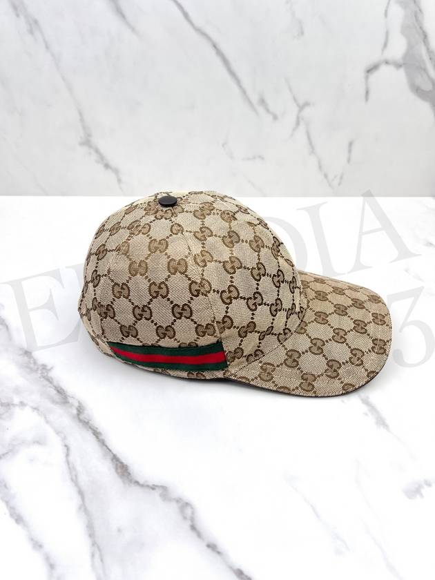 Original GG Web Supreme Canvas Baseball Ball Cap Beige Ebony - GUCCI - BALAAN 10