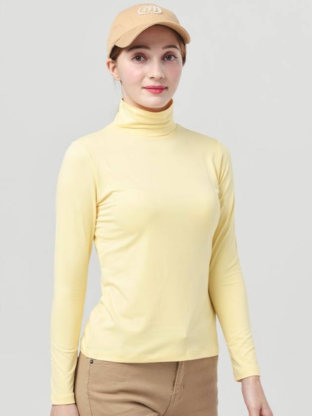 Functional Warm Span Mock Neck Soft Yellow T-shirt DO5232TS02-3 - DOYOUKNOWMC GOLF WEAR - BALAAN 2