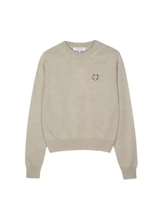 Bold Fox Head Wool Knit Top Light Beige Melange - MAISON KITSUNE - BALAAN 2