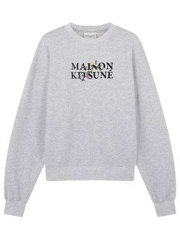 Flowers Comfort Sweatshirt Light Grey Melange - MAISON KITSUNE - BALAAN 1