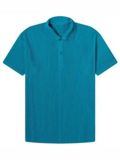 Homme Plissé MC May Knit Polo Shirt Teal Green - ISSEY MIYAKE - BALAAN 2