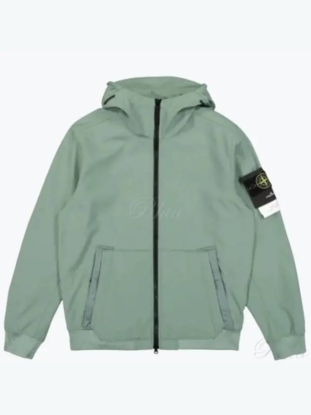 Men's Wappen Patch Softshell Zip Up Hoodie Green - STONE ISLAND - BALAAN 2