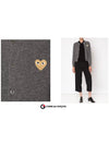 Comme des Gar ons Gold Wappen Wool Round Neck Cardigan Charcoal - COMME DES GARCONS PLAY - BALAAN 7