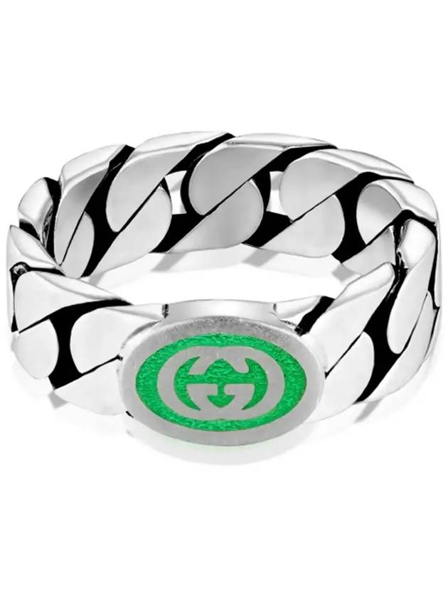 Interlocking G Enamel Ring Silver - GUCCI - BALAAN 4