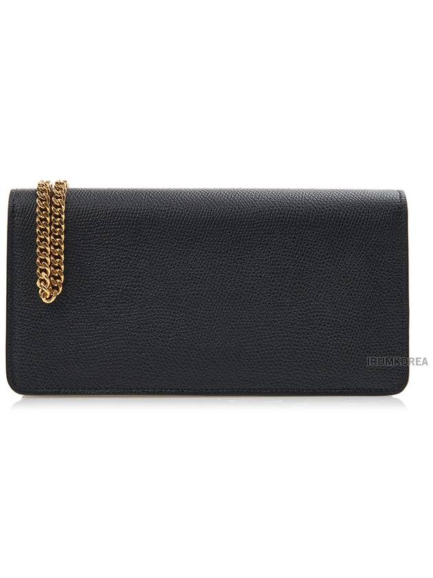 V Logo Chain Long Wallet Black - VALENTINO - BALAAN 4