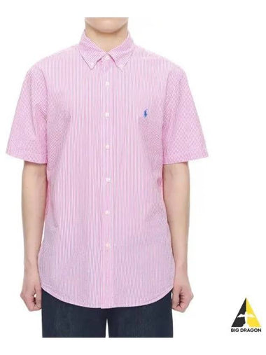 Custom fit striped seersucker shirt pink - POLO RALPH LAUREN - BALAAN 1