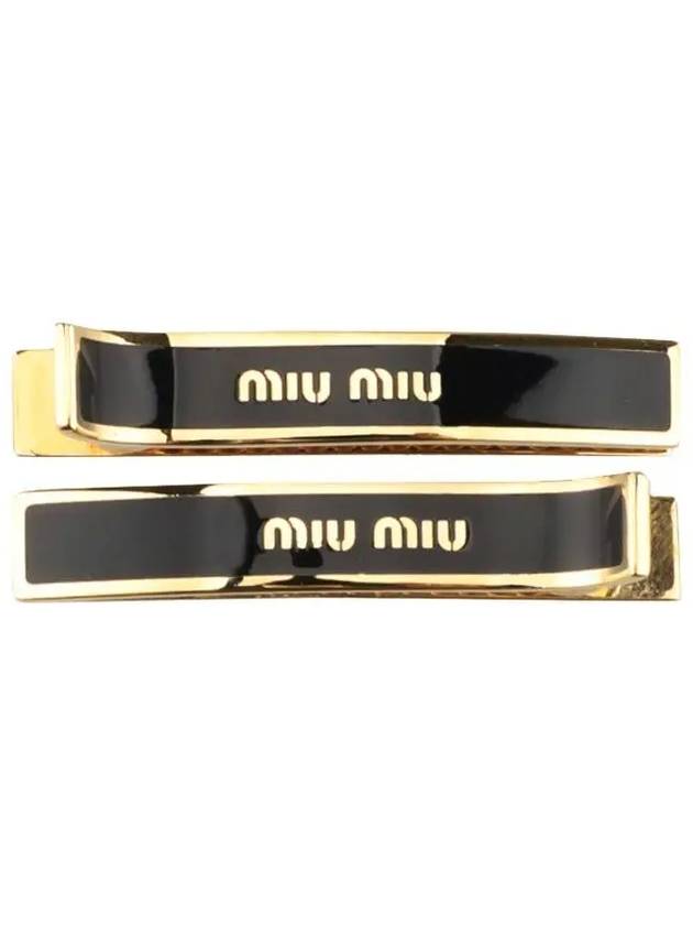 Women's Logo Metal Hair Clip Black - MIU MIU - BALAAN 3