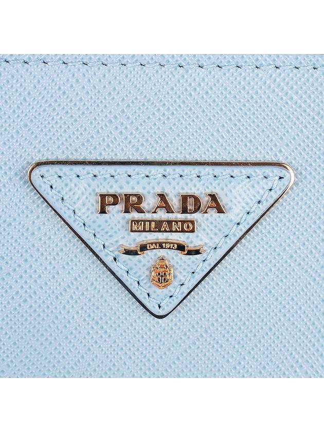 Galleria Saffiano Leather Small Tote Bag Light Blue - PRADA - BALAAN 8