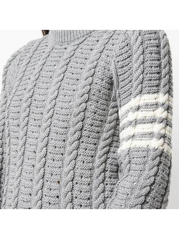 4 Bar Wool Knit Top Light Grey - THOM BROWNE - BALAAN 5