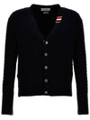 Cable Knitwear Virgin Wool Cardigan Navy - THOM BROWNE - BALAAN 2