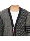 Funmix Donnyroll Cable 4 Bar V-Neck Cardigan Medium Grey - THOM BROWNE - BALAAN 11