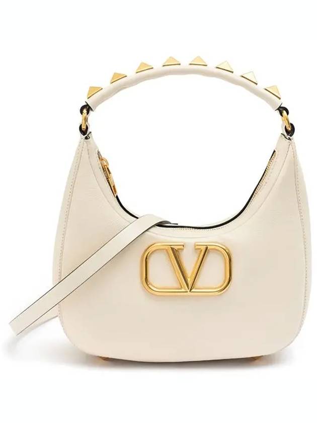 Roman Stud Strap V Logo Shoulder Bag Ivory - VALENTINO - BALAAN 3