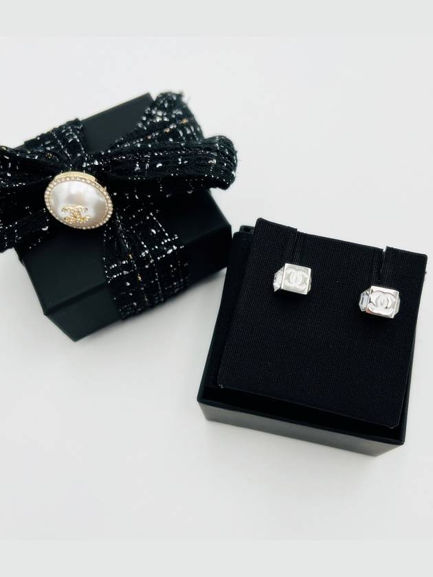 Earrings silver cubic square cube CC logo - CHANEL - BALAAN 1