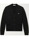 Maison Kitsune FOX Tricolor Fox Fox Patch Vneck Knit Cardigan Black - MAISON KITSUNE - BALAAN 1