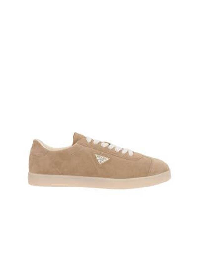 Lane Suede Low Top Sneakers Beige Tan - PRADA - BALAAN 3