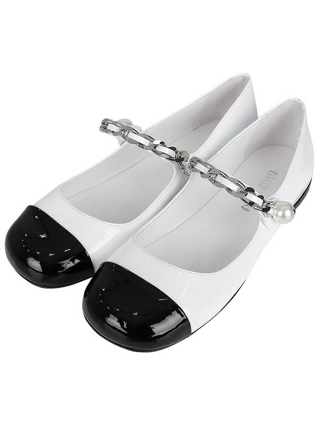 Patent Leather Ballerina Black White - MIU MIU - BALAAN 2