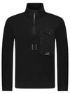 Cotton Fleece Mixed Zipped Sweatshirt Black - CP COMPANY - BALAAN 2