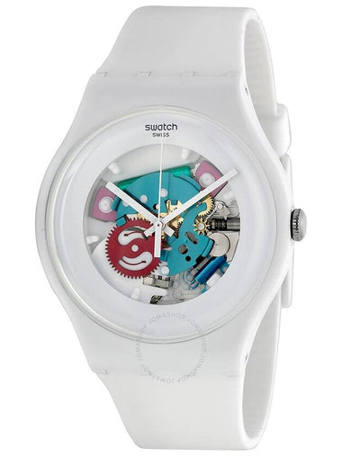 Swatch White Lacquered White Silicone Unisex Watch SUOW100 - SWATCH - BALAAN 1